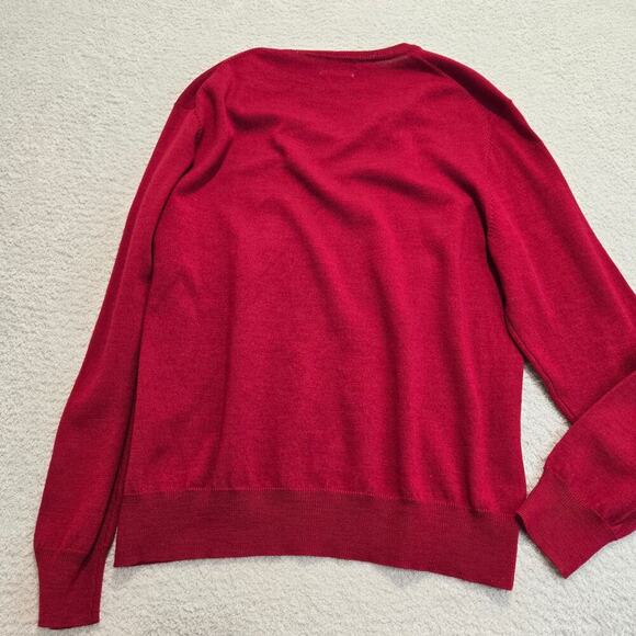 Calvin Klein 100% Extra Fine Merino Wool Red V-neck Pullover Sweater Men's XL - Picture 6 of 8